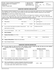 Document preview: Form MW-31OT Mandatory Overtime Complaint Form - New Jersey