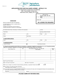 Document preview: Form FSI-463 Application for Food Salvager License - Article 17-b - New York