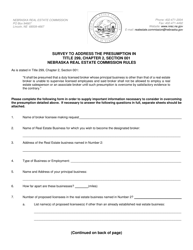 Survey to Address the Presumption in Title 299, Chapter 2, Section 001 - Nebraska