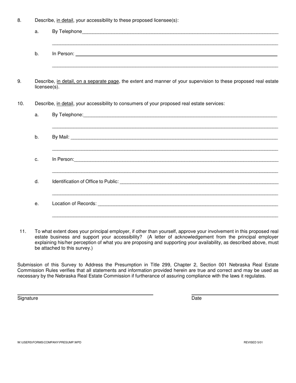 Survey to Address the Presumption in Title 299, Chapter 2, Section 001 - Nebraska, Page 2