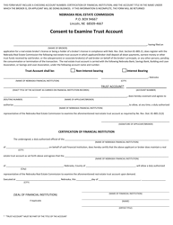 Document preview: Consent to Examine Trust Account - Nebraska