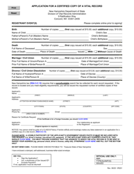 Document preview: Form VR201 Application for a Certified Copy of a Vital Record - New Hampshire