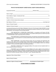 Document preview: Private Postsecondary Career School Agent's Bond (Individual) - Nebraska