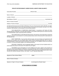 Document preview: Private Postsecondary Career School Agents' Bond (Blanket) - Nebraska