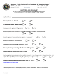Document preview: Post New Hire Checklist - Montana
