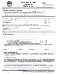 Document preview: Form 21-1304 Skills Test Waiver Application (Motorcycle) - Montana