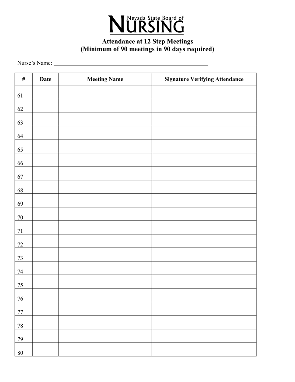 Attendance at 12 Step Meetings (Minimum of 90 Meetings in 90 Days Required) - Nevada, Page 4