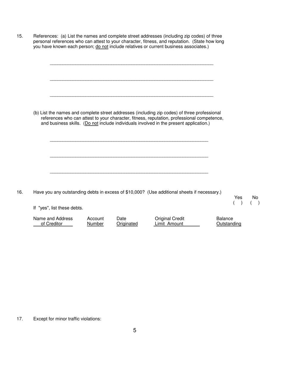 Personal Questionnaire - Credit Unions - New York, Page 5