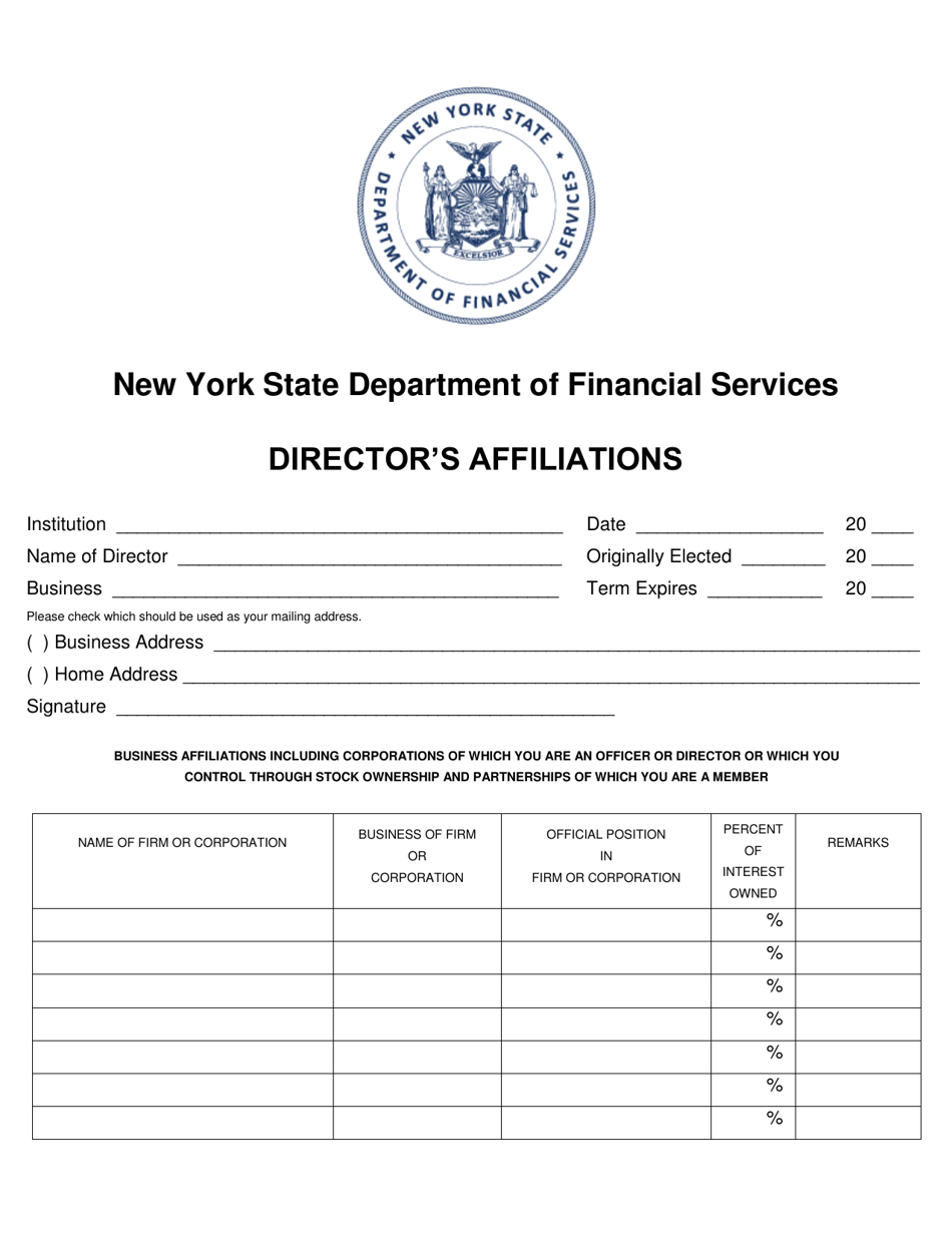 Directors Affiliations - New York, Page 1