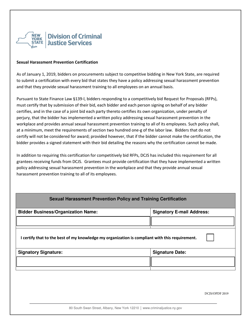 Sexual Harassment Prevention Certification - New York, Page 1