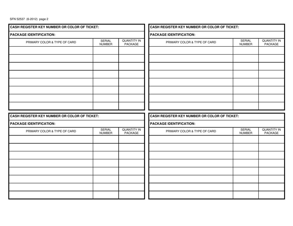 Form SFN52537 Paper Bingo Card Packages - Package Contents - North Dakota, Page 2