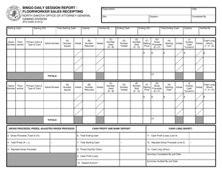 Form SFN54066 Bingo Daily Session Report - Floorworker Sales Receipting - North Dakota