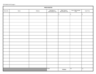 Form SFN54066 Bingo Daily Session Report - Floorworker Sales Receipting - North Dakota, Page 2