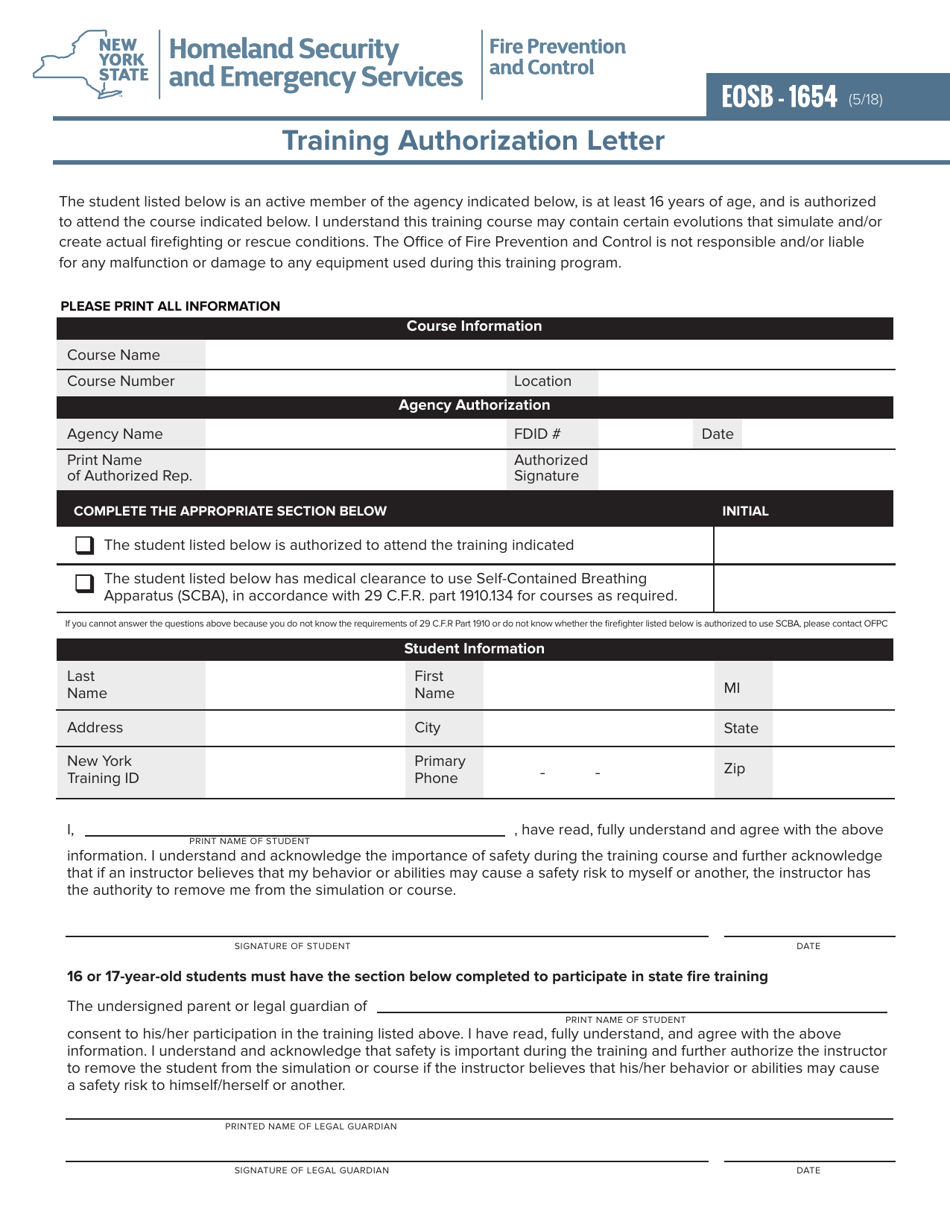 Form EOSB1654 Fill Out, Sign Online and Download Fillable PDF, New