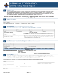 Document preview: Form NSP752 Criminal History Record Request - Nebraska