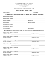 Application for a License as an Auctioneer Under Rsa 311-b - New Hampshire