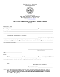 Document preview: Application for Individual Itinerant Vendor's License - New Hampshire