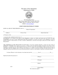 Document preview: Surety Bond for Itinerant Vendor - New Hampshire