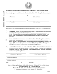 Document preview: Application to Perform a Marriage Ceremony in New Hampshire - New Hampshire