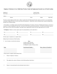 Form RC-1 &quot;Employer's Election to Cover Multi-State Workers Under the Employment Security Law of North Carolina&quot; - North Carolina