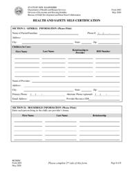 Form 2692 &quot;Health and Safety Self-certification&quot; - New Hampshire