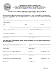 Deputy Liaison Officer and Signature Authorization Designation Form - Nevada