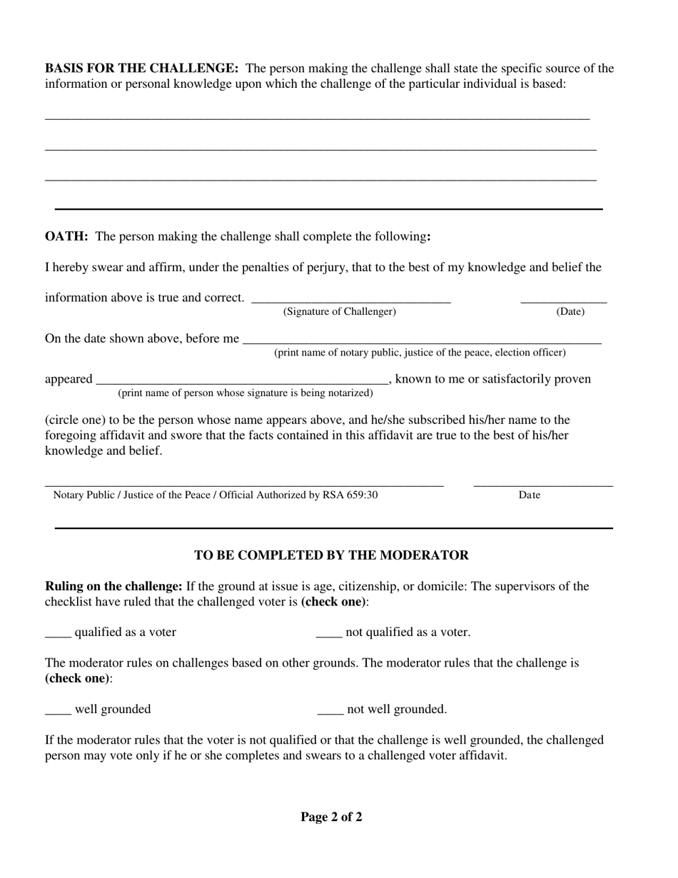 Asserting a Challenge - New Hampshire, Page 2