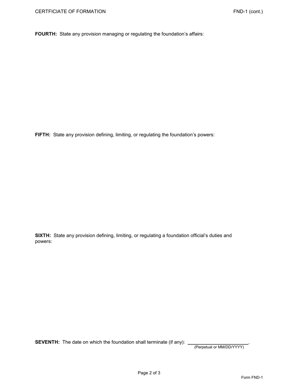 Form FND-1 Certificate of Formation New Hampshire Foundation - New Hampshire, Page 3