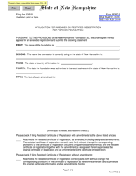 Form FFND-2 Application for Amended or Restated Registration for Foreign Foundation - New Hampshire