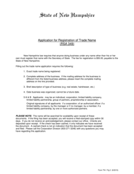 Form TN-1 Application for Registration of Trade Name - New Hampshire, Page 2