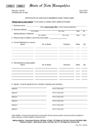 Document preview: Form TN-5 Certificate of Addition in Members Using Trade Name - New Hampshire