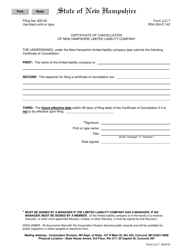 Form LLC-7 Certificate of Cancellation of New Hampshire Limited Liability Company - New Hampshire, Page 2