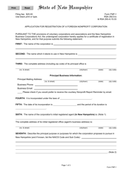 Form FNP-1 Application for Registration of a Foreign Nonprofit Corporation - New Hampshire