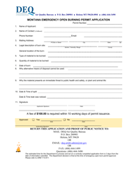 Document preview: Montana Emergency Open Burning Permit Application - Montana