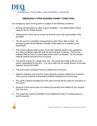 Montana Emergency Open Burning Permit Application - Montana, Page 2