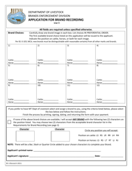 Form BE-3 Application for Brand Recording - Montana, Page 2