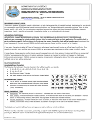Form BE-3 Application for Brand Recording - Montana, Page 3