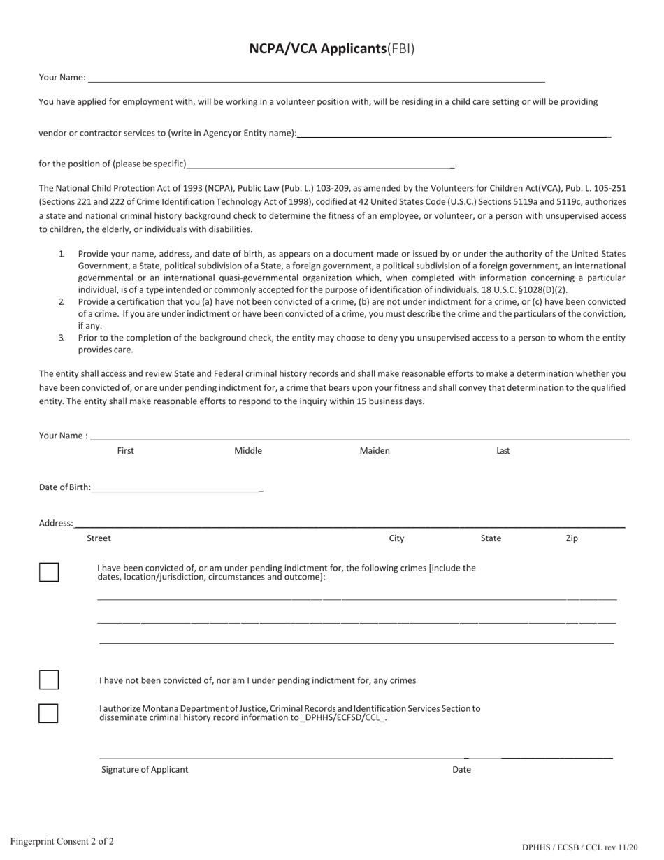 Montana Applicant Rights and Consent to Fingerprint - Fill Out, Sign ...