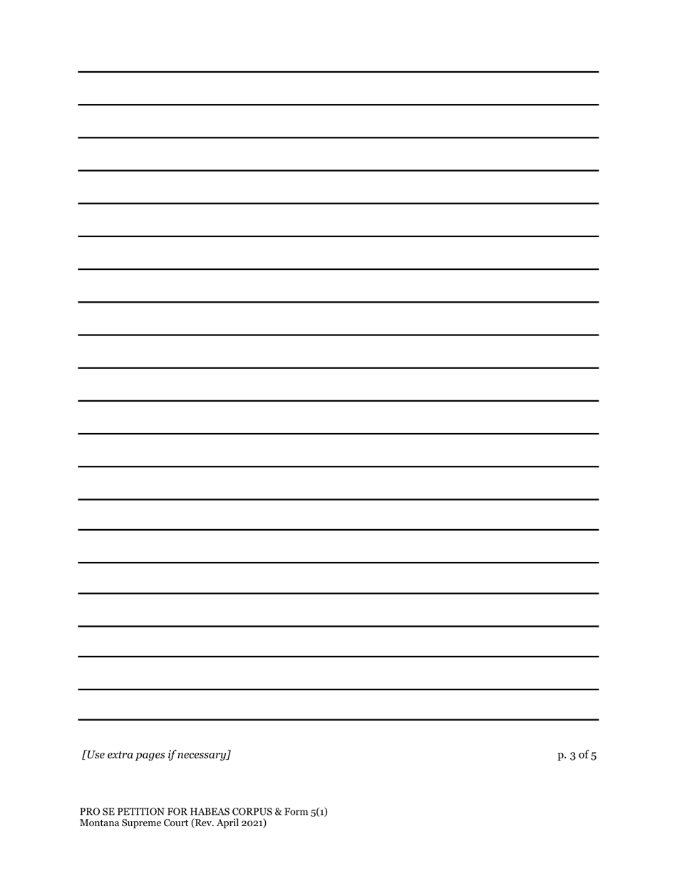 Petition for a Writ of Habeas Corpus Form - Montana, Page 5