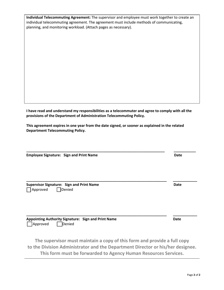 Nevada Telecommuting Request and Agreement Form - Fill Out, Sign Online ...