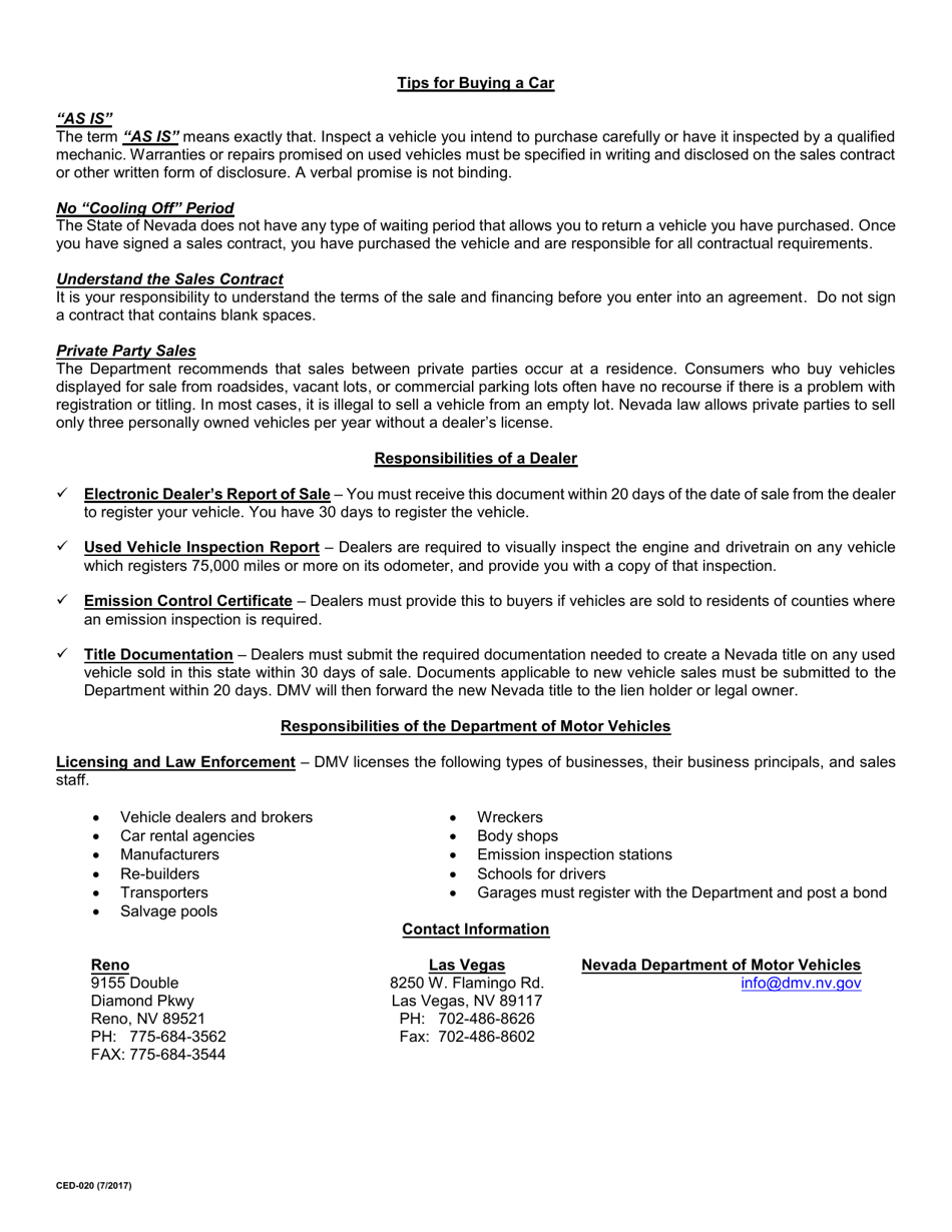 Form CED-020 Complaint / Voluntary Statement - Nevada, Page 4