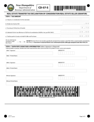 Form CD-57-S Real Estate Transfer Tax Declaration of Consideration Real Estate Seller (Grantor) - New Hampshire, Page 2