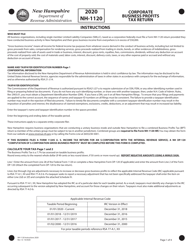 Instructions for Form NH-1120 Business Profits Tax Return - New Hampshire