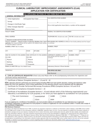 Form CMS-116 &quot;Clinical Laboratory Improvement Amendments (Clia) Application for Certification&quot;