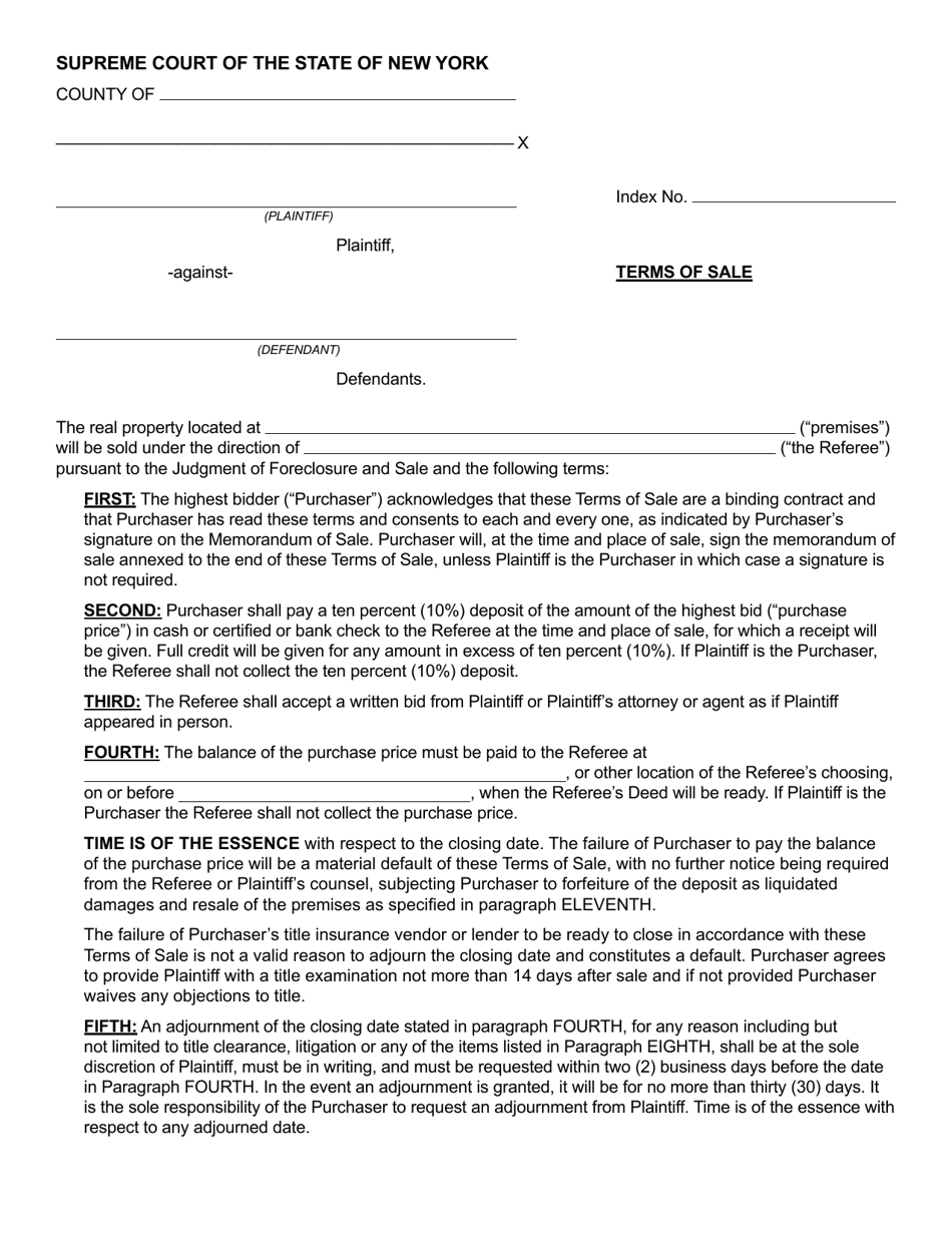 Terms of Sale - New York, Page 1