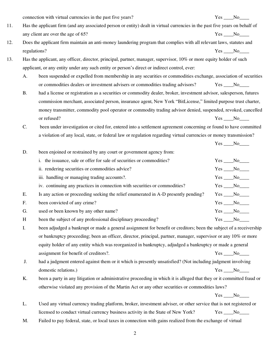 Form CBD Commodity Broker / Dealer Statement - New York, Page 2