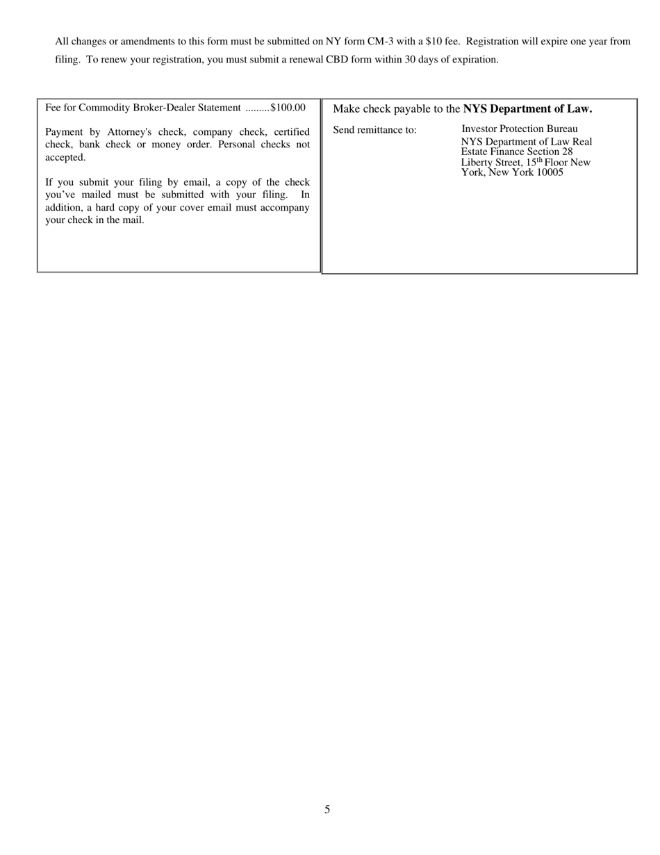 Form CBD Commodity Broker / Dealer Statement - New York, Page 5