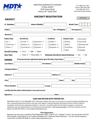 Document preview: Form MDT-AER-001 Aircraft Registration - Montana