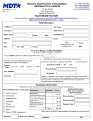 Document preview: Form MDT-AER-005 Pilot Registration - Montana