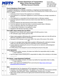 Form MDT-MCS-020 Irp New Account Checklist - Montana, Page 2